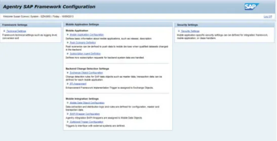 Figure 9: Agentry SAP Framework Configuration Panel Main Screen