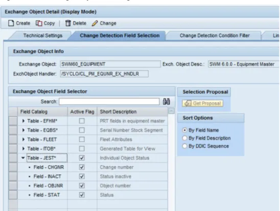 Figure 11: Exchange Object - Change Detection Field Selection Tab