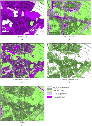 Figure 9. Spatial distribution of the potential for interventions in Killingworth and Longbenton to generate non-flood benefits