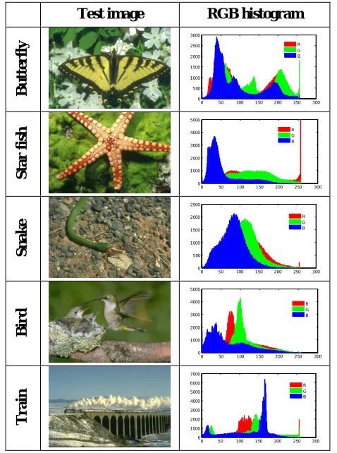 Table I presents the considered 421 x 381 sized RGB dataset and its RGB histogram value