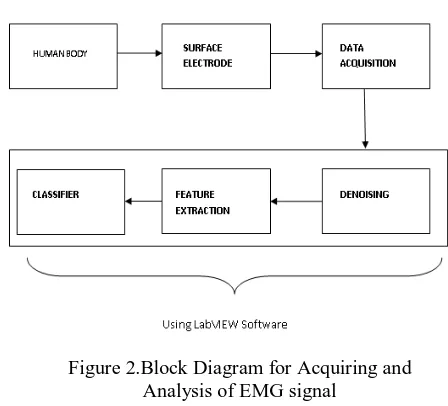 Figure 2.Block Diagram for Acquiring and Analysis of EMG signal 
