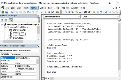 Figure 8. Visual Basic Coding for the Input Box in the Excel Sheet. 