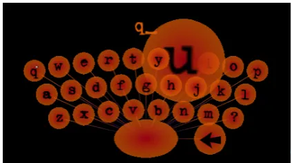 Figure 14: Visual-only magniﬁcation of semi-transparent char-acter keys makes selection of other keys still possible.