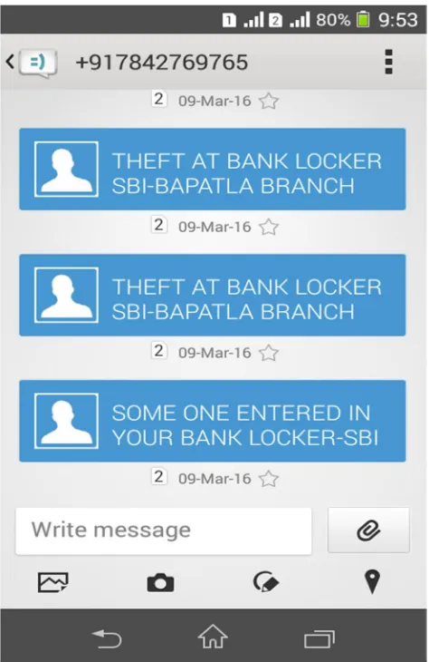 Fig :7.4 Sending SMS to bank manager using GSM modem  