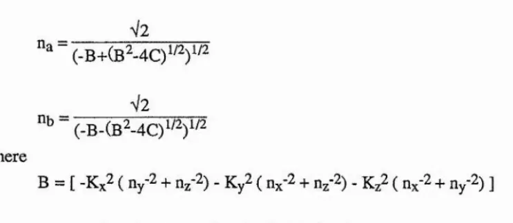 Fig. 2-1 Definitions of the angles 0 and ^ describing the propagation direction of K relative to the mutually orthogonal x, y, z axes.