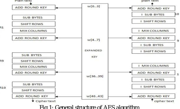 Fig 1: General structure of AES algorithm  