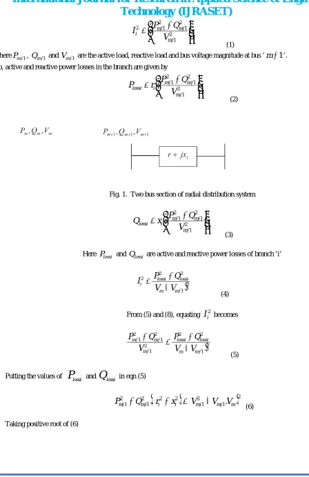 Fig. 1.  Two bus section of radial distribution system 
