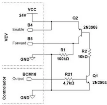 Fig. 9. I/O digital interface circuit between the VFD and the controller (Raspberry Pi) 