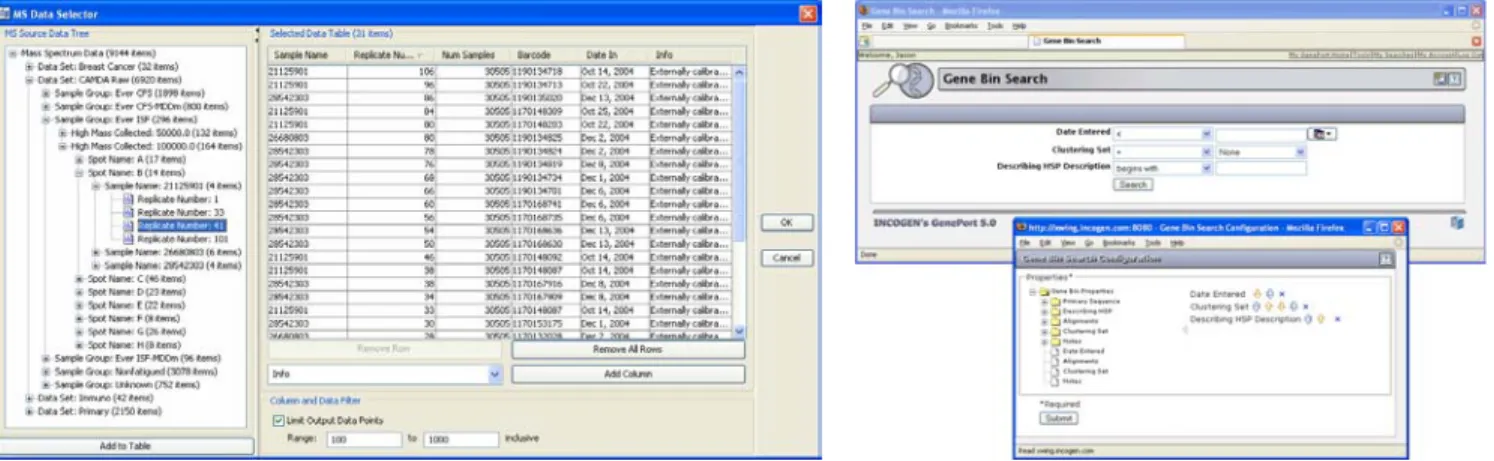 Figure 5:  Workstation- and web-based tools for browsing and manipulating stored data