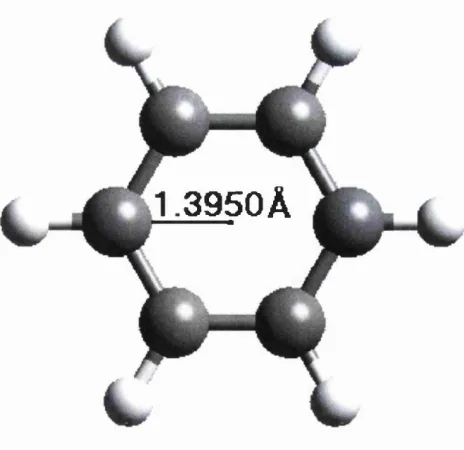 Figure 5.4.4 Benzene model with a pseudo atom placed at the centre of mass.