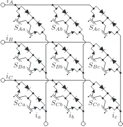 Fig. 1. Power circuit of the direct matrix converter.