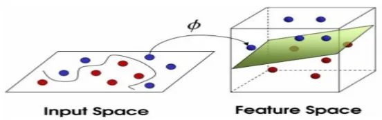 Fig 1.   Function of kernels in support vector machines [10]. 