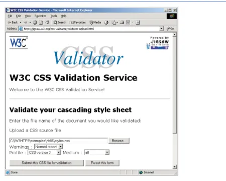 Fig. 6.6 Validating a CSS document. (Courtesy of World Wide Web Consortium (W3C).)