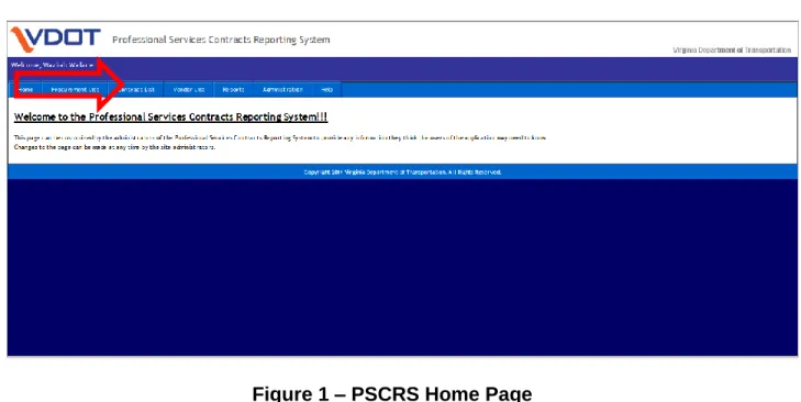 Figure 1 – PSCRS Home Page 