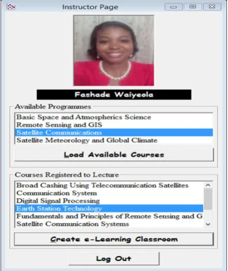 Figure 3: Screenshot of instructor interface for virtual  e-learning.  