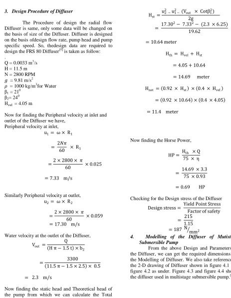 figure 4.2 as under. Figure 4.3 and figure 4.4 shows the diffuser used in multistage submersible pump.[2] 