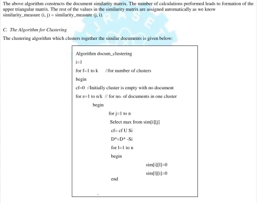 Fig. 3 Algorithm for computing similarity matrix (docum_similarity)