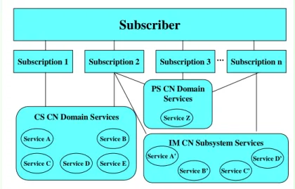 Figure 4: Subscriber, subscription and services relationship 