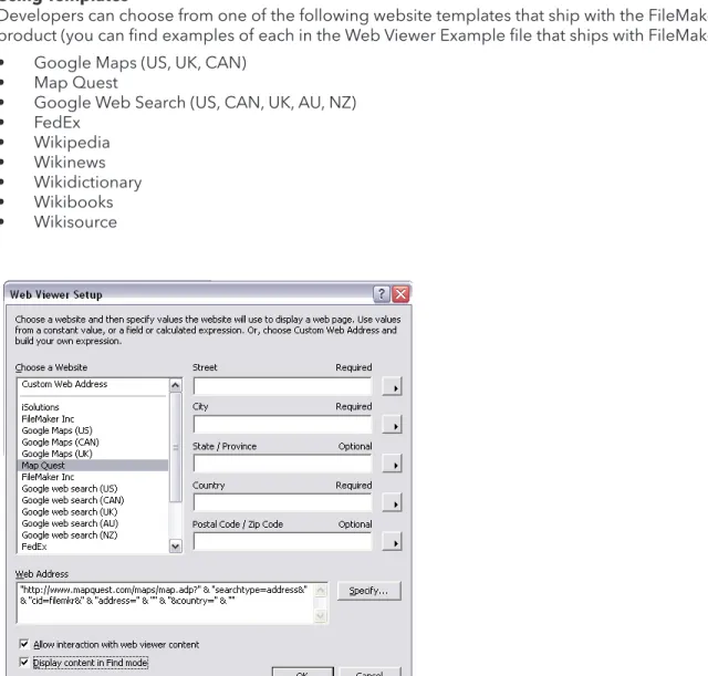 Figure 3: Developers can choose from several website templates included in the Web Viewer Setup  window