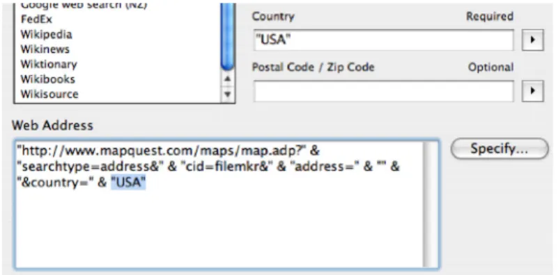 Figure 4: Values entered by the designer in the parameter field will be displayed in the Web Address  box wrapped in quotation marks and delimited by an &amp;.