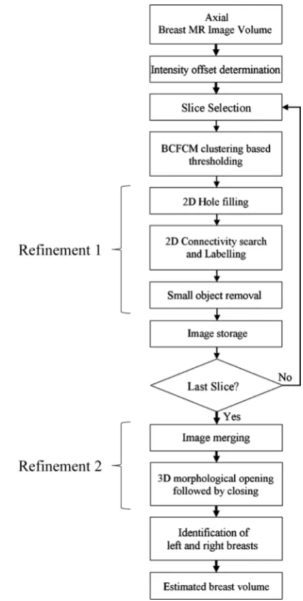 Fig. 1  Simplified flowchart of the breast segmentation algorithm