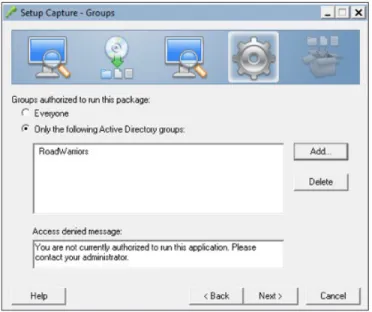 Figure 8: Groups Window of ThinApp Setup Capture, with Entry