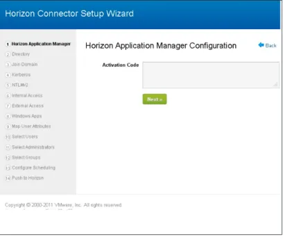 Figure 34: Horizon Application Manager Window of the Connector Setup Wizard