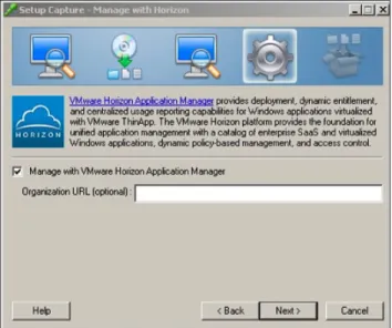 Figure 2: Manage with Horizon Window in the Setup Capture Wizard