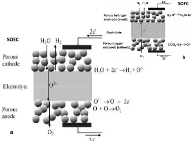 Figure 1.5  a. Process of Hydrogen production by a Solid Oxide Steam 