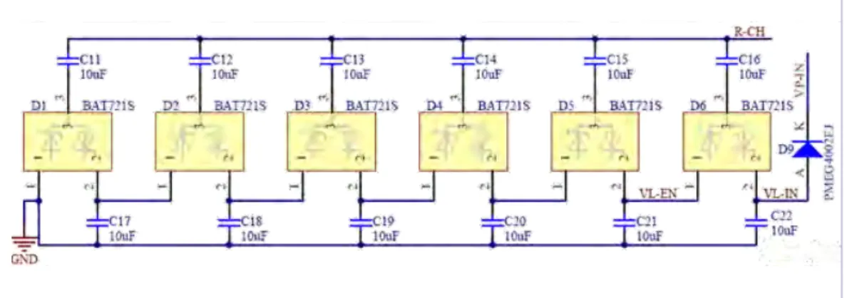 Fig 6.  Diode voltage multiplier, primary power source 