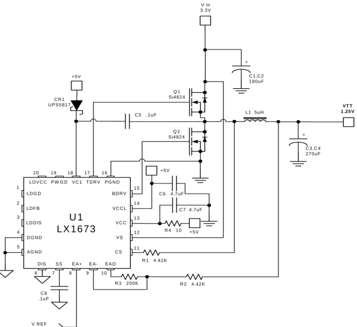 Figure 11 – Schematic LX1673 V TT  Supply  (LDO not used) 