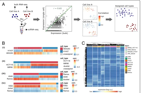 Fig. 1 Generation of a scRNA-seq dataset with known cellular composition.across rows (genes) and columns (cells)