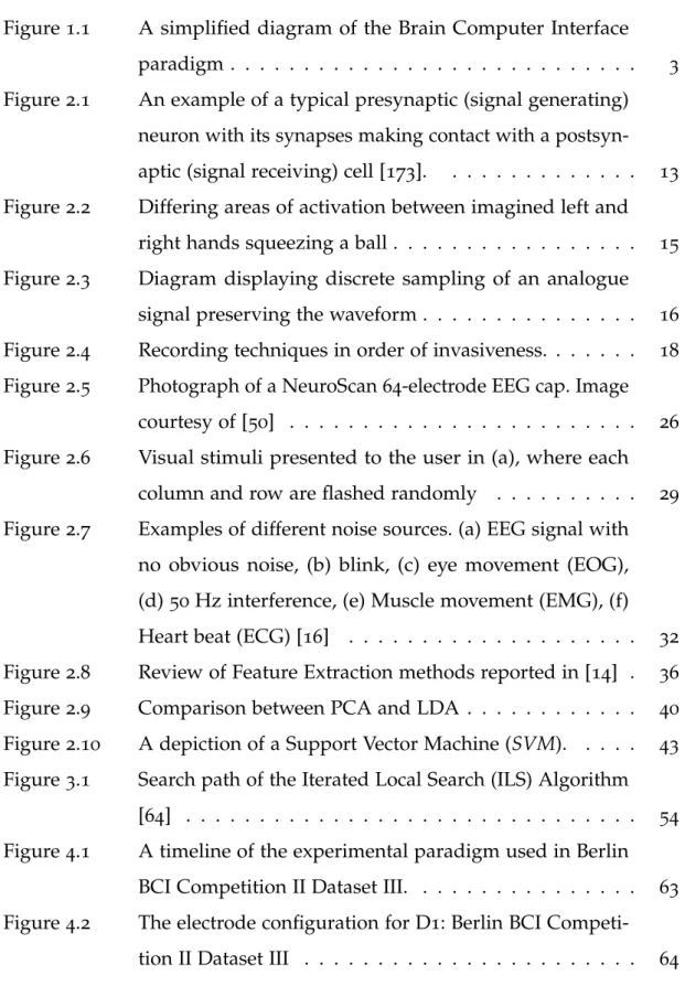 Figure 1.1 A simplified diagram of the Brain Computer Interface paradigm . . . . . . 