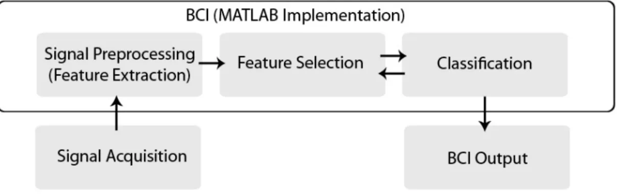 Figure 1.1: A simplified diagram of the Brain Computer Interface paradigm