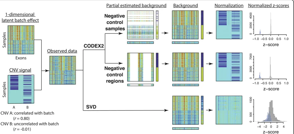Fig. 2 Outline of the analysis framework with a benchmark against SVD-based methods. Results are based on in silico simulations where theground truth with one-dimensional latent factor is known