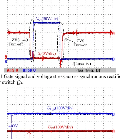 Fig. 12 Voltages  Uhigh and UC3 when the input voltage is Ulow=50V. 