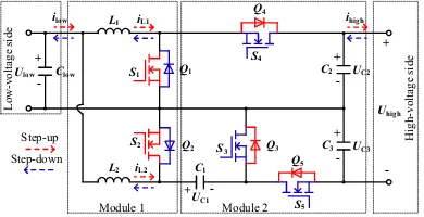 Fig. 1  The proposed topology of the interleaved switched-capacitor bidirectional DC-DC Converter