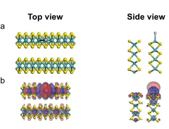 Figure 5. (a) Optimized structureswith HMo adsorption position on the MoS2 (100) surface