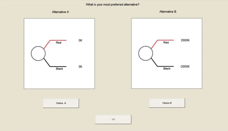 Figure 1: Choice screen under ambiguity 