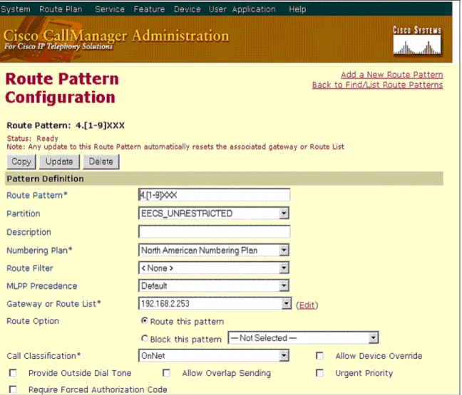 Figure 4-2-5   Four Digit Route Pattern 