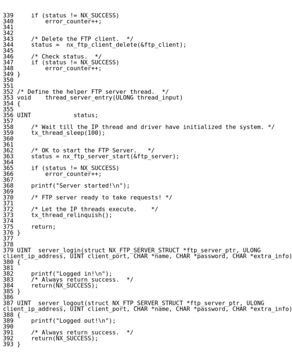 Figure 1.1 Example of FTP Client and Server with NetX   (Single network interface host) 