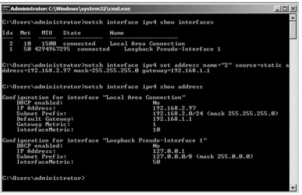 Figure 1.  Setting an IP Address in Server Core