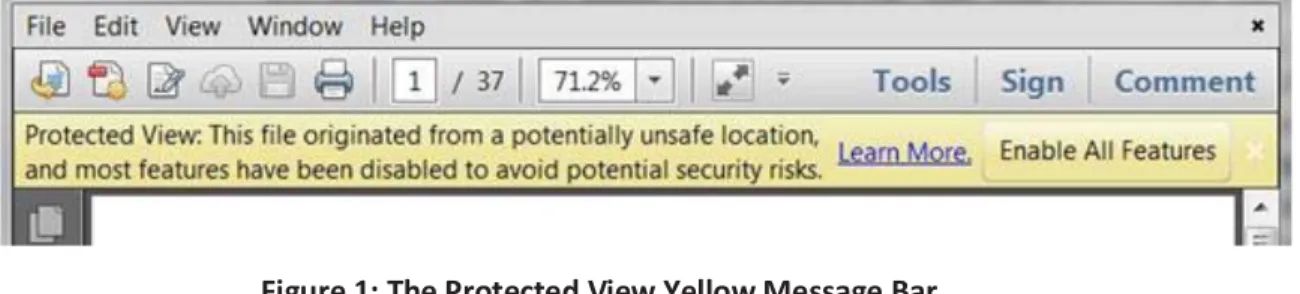 Figure 1: The Protected View Yellow Message Bar 