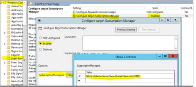 FIGURE 3: GROUP POLICY CONFIGURATION FOR CLIENTS THAT SPECIFIES THE COLLECTOR SERVER