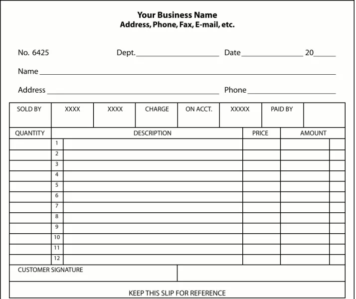 Figure 1.  EXAMPLE OF SALES RECEIPT