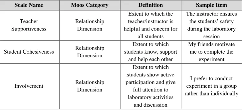 Table 01.  Descriptive content for relationship dimension in SLEI 