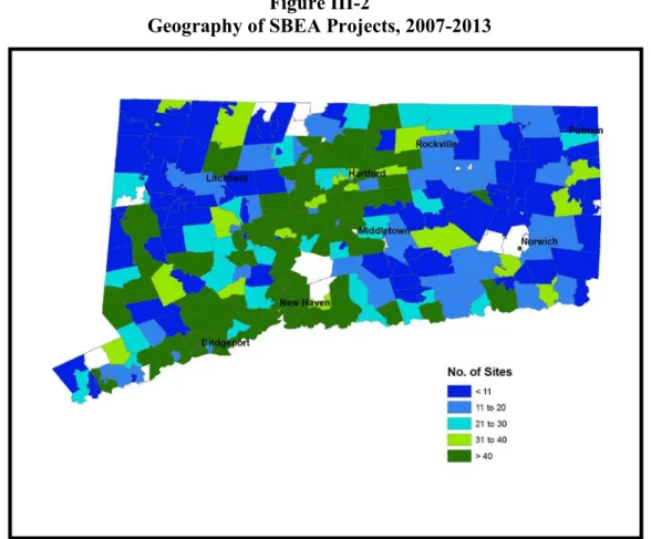 Figure III-2 displays a map of the projects that were completed through the SBEA between  2007 and 2012