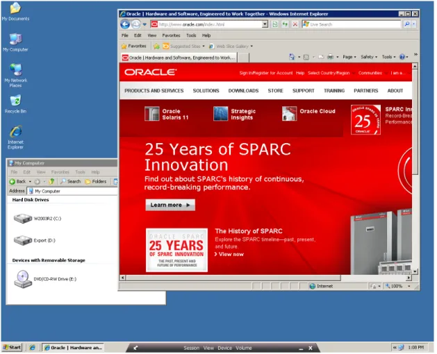 Figure 1.3. Oracle Virtual Desktop Client Running in Full Screen Mode