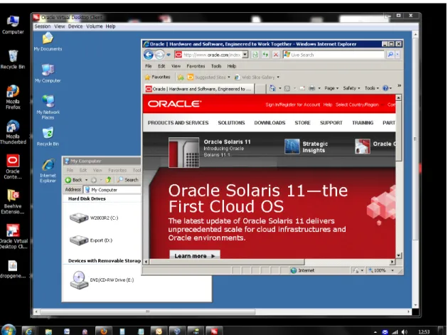 Figure 1.2. Oracle Virtual Desktop Client Running in Windowed Mode
