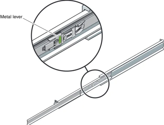 FIGURE 2-3 Unlocking the Slide Rail Middle Section